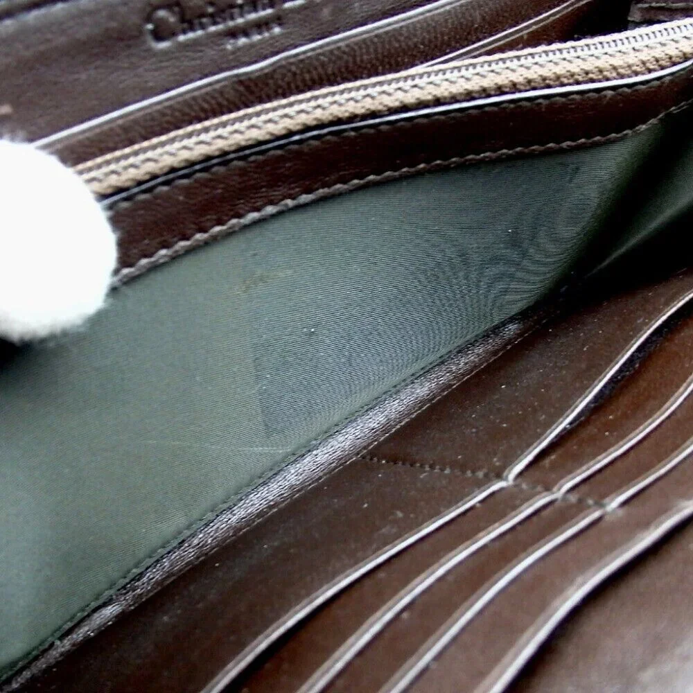 Authentic Christian Dior Cannage-embossed zip-around purse leather [Used]